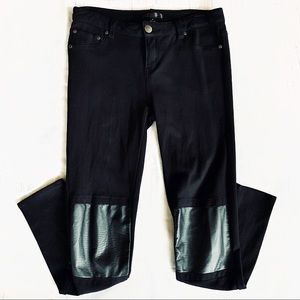 Black Faux Black Leather Accents on Leggings NWOT